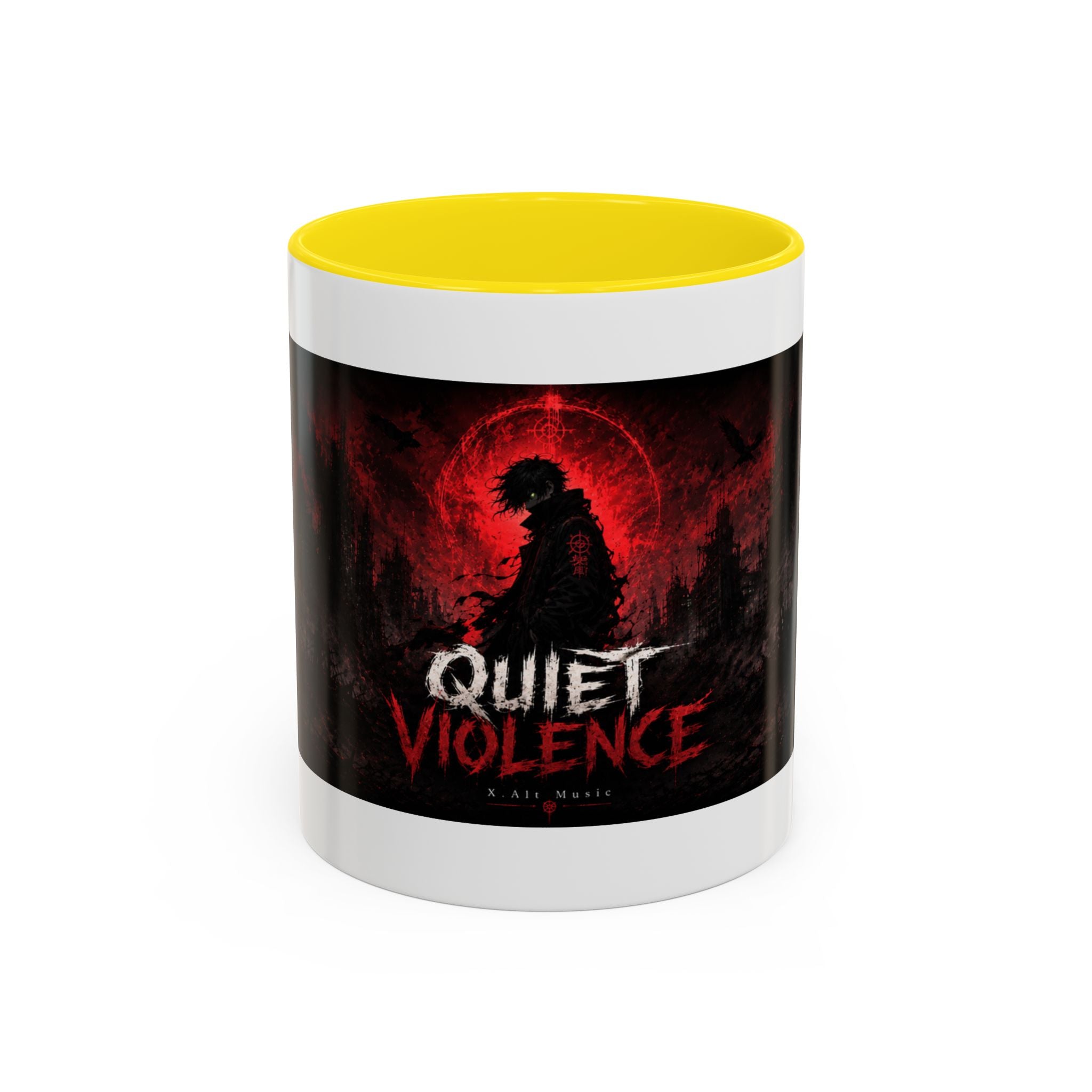Quiet Violence Gothic Coffee Mug — Dark Horror Artwork Accent Mug (11/15 oz)