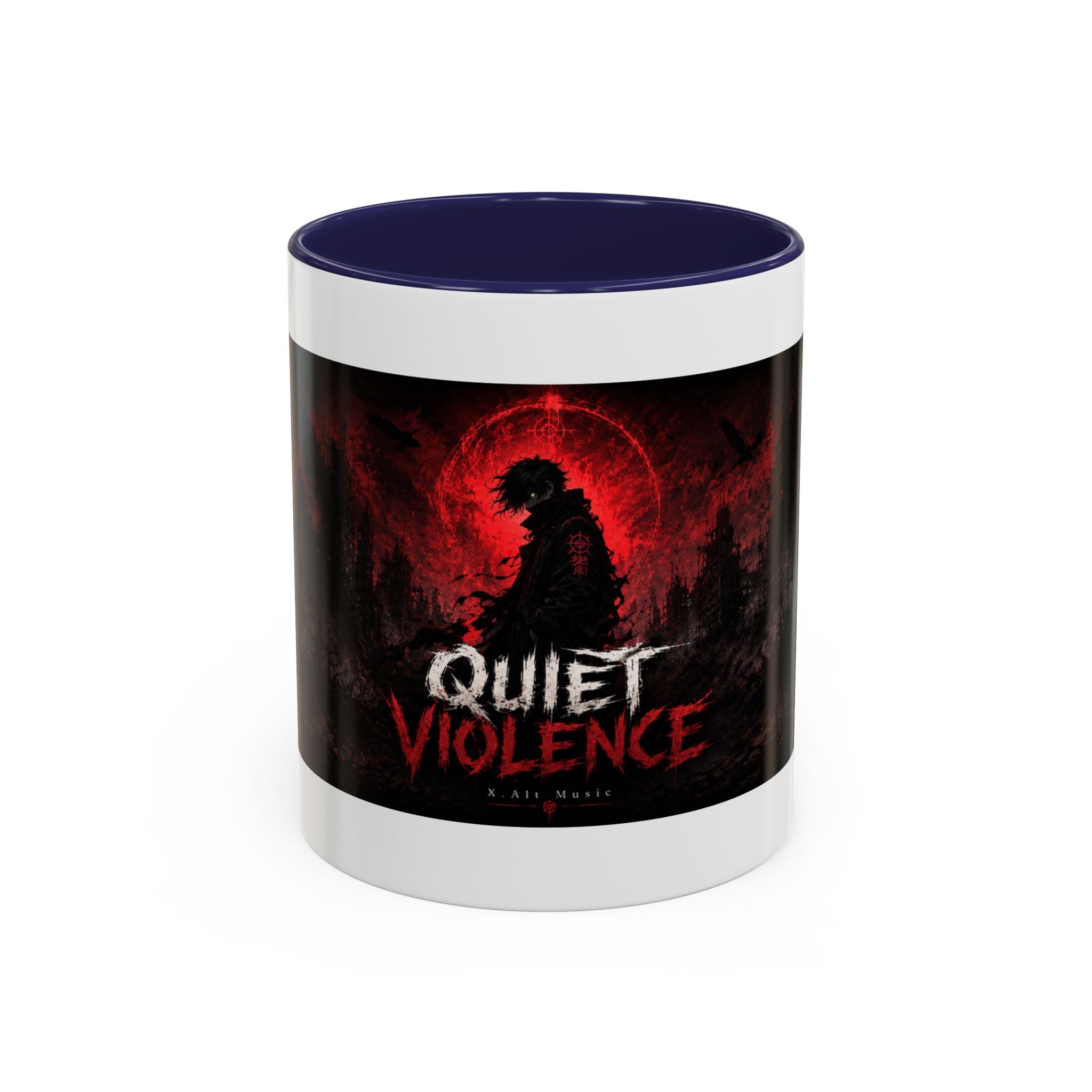 Quiet Violence Gothic Coffee Mug — Dark Horror Artwork Accent Mug (11/15 oz)