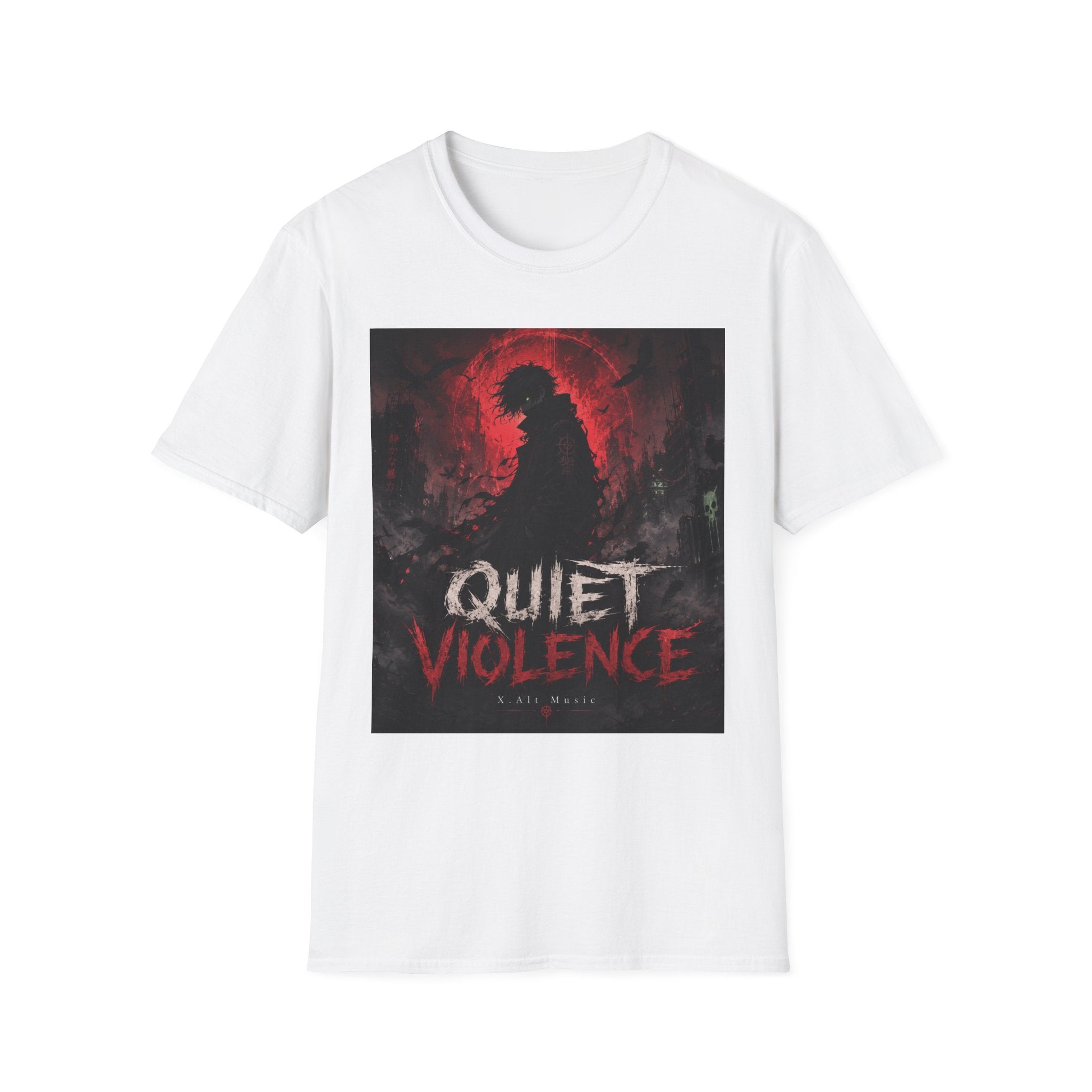 Graphic T-Shirt — "Quiet Violence" Dark Silhouette Band/Anime Art