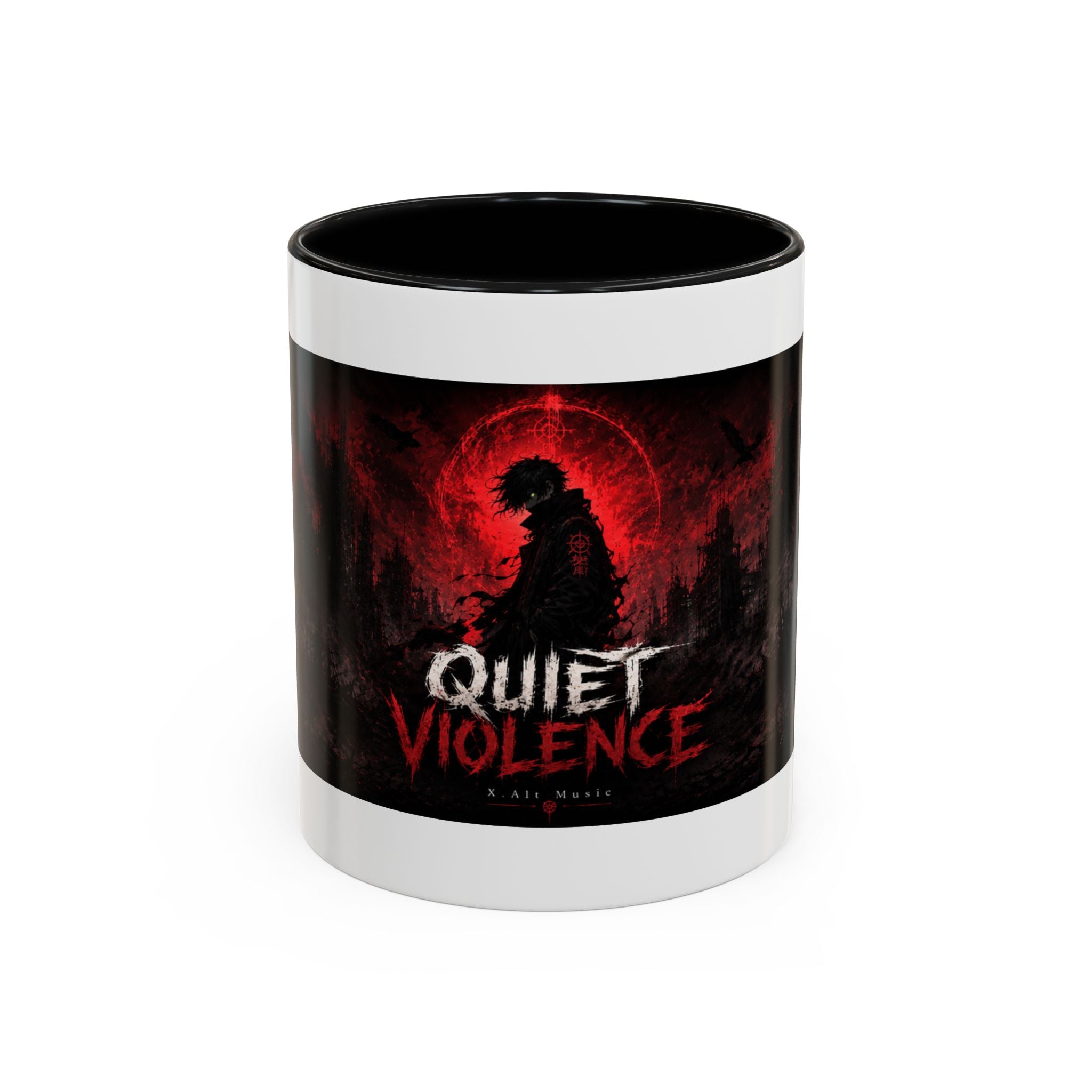 Quiet Violence Gothic Coffee Mug — Dark Horror Artwork Accent Mug (11/15 oz)