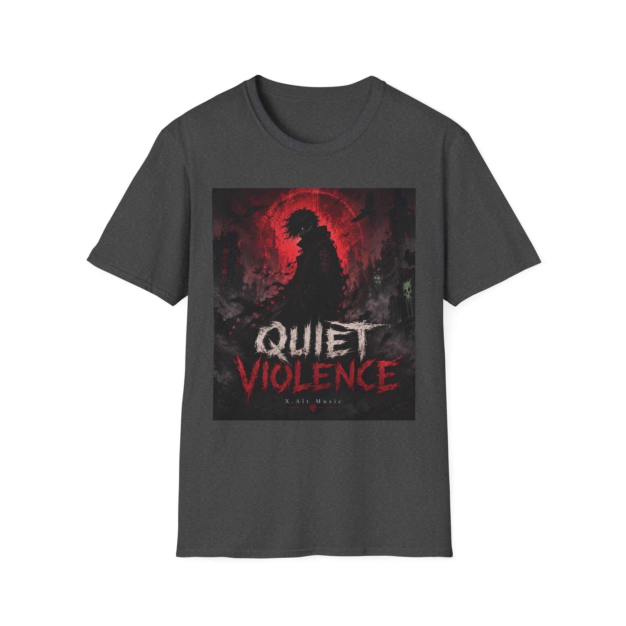 Graphic T-Shirt — "Quiet Violence" Dark Silhouette Band/Anime Art