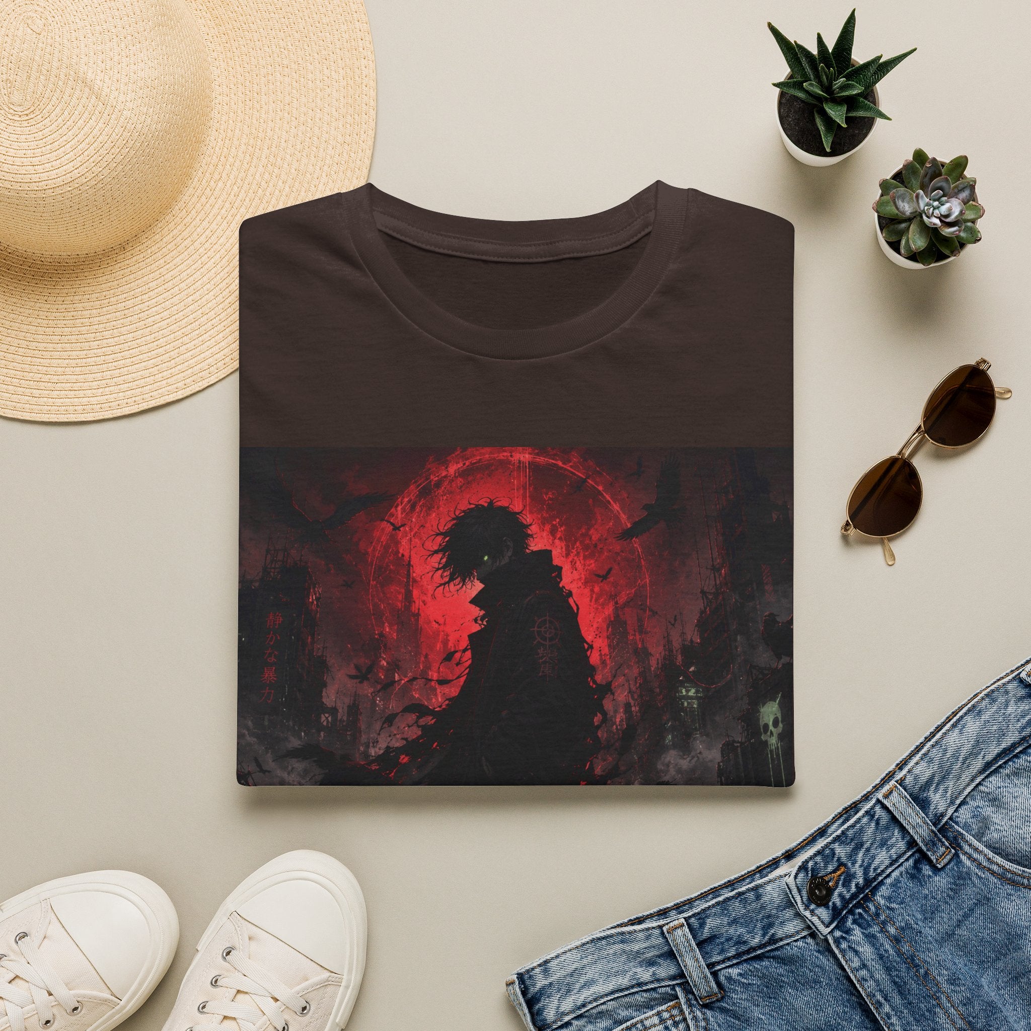 Graphic T-Shirt — "Quiet Violence" Dark Silhouette Band/Anime Art