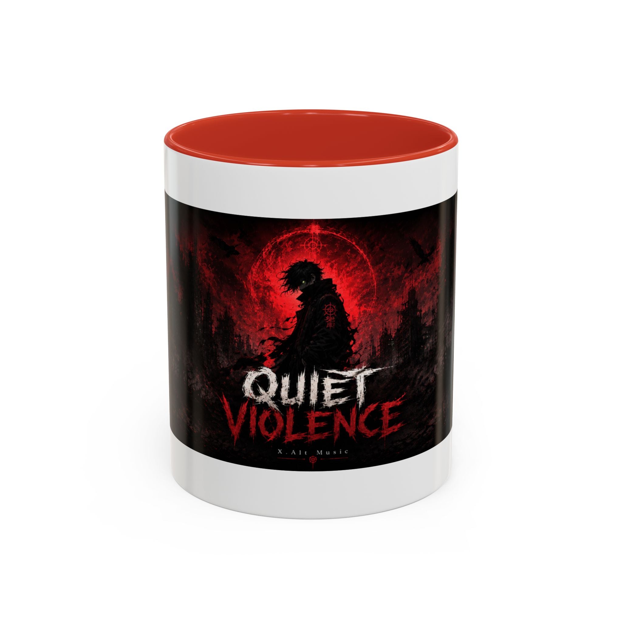 Quiet Violence Gothic Coffee Mug — Dark Horror Artwork Accent Mug (11/15 oz)